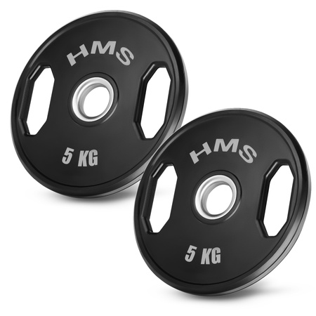 Talerze olimpijskie 2x5 kg HMS TOG05 | stal + virgin rubber | 51 mm